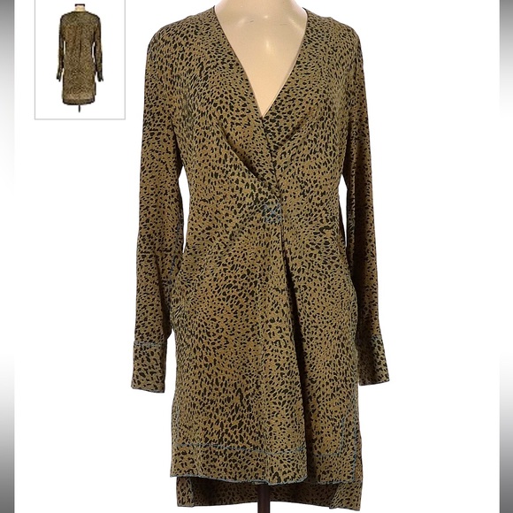 rag & bone Dresses & Skirts - Rag & Bone Long Sleeve V-neck Animal Print Dress - Size Small